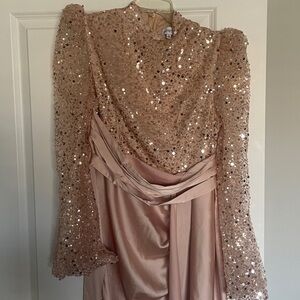 Faeriesty Sequin Dress in Beige
